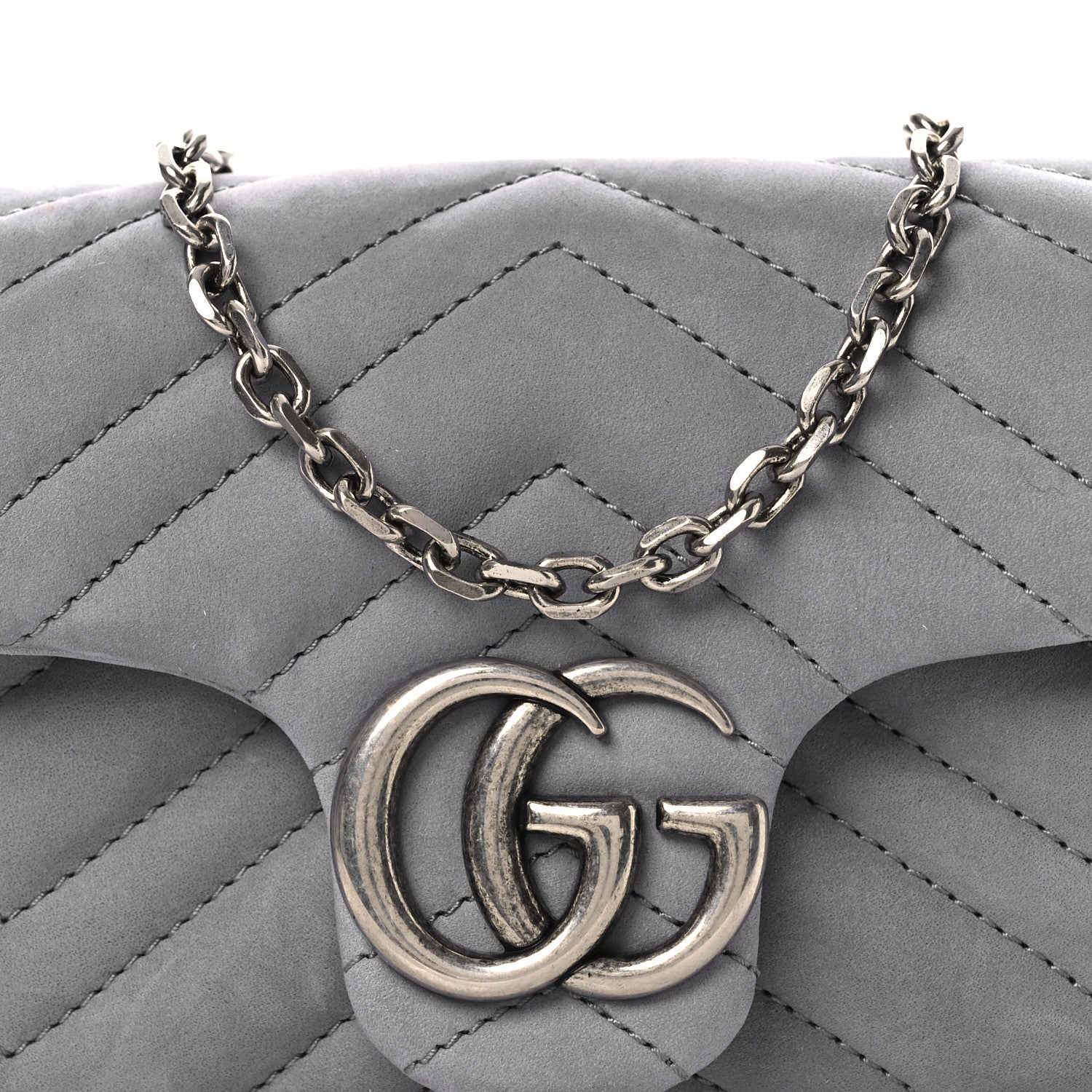 Gucci Nubuck Matelasse Mini GG Marmont Shoulder Bag Grey 8 of 11