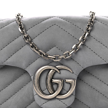 Gucci Nubuck Matelasse Mini GG Marmont Shoulder Bag Grey 8 of 11