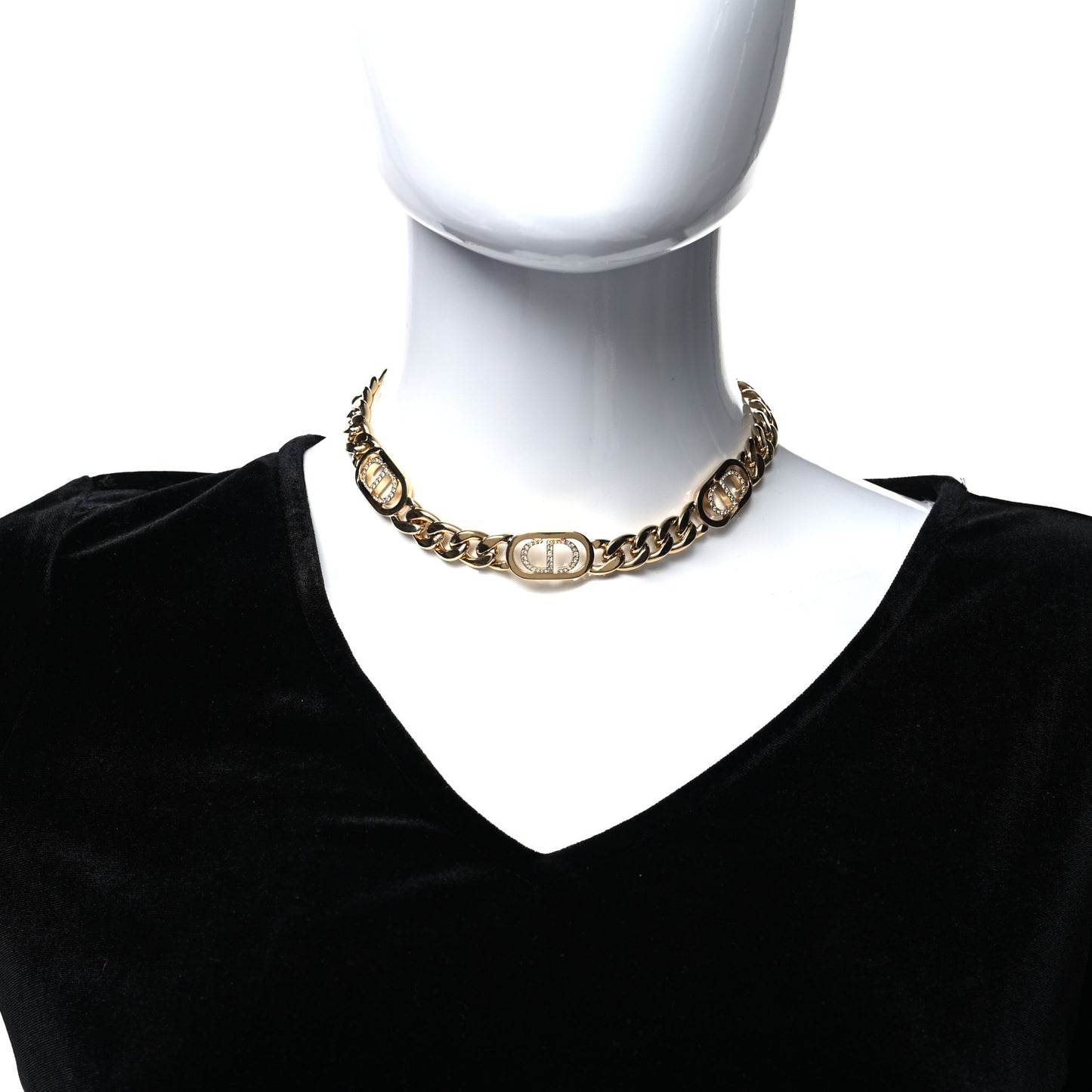 Metal Crystal 30 Montaigne Necklace Gold