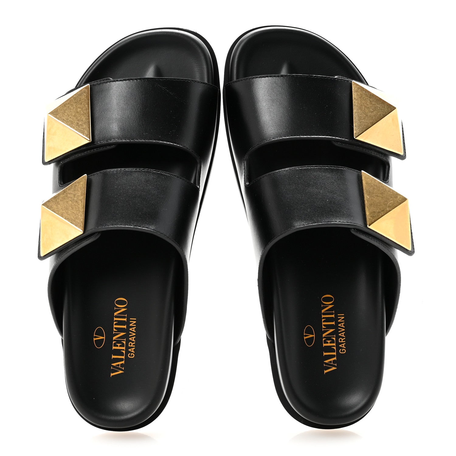 Valentino Garavani Nappa One Stud Slide Sandals 36.5 Black 1800773