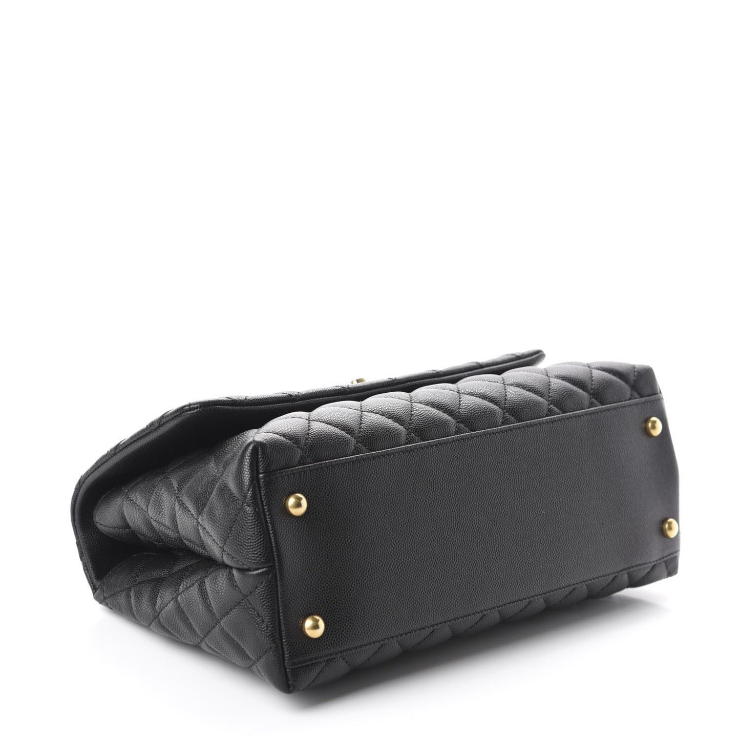 Caviar Quilted Small Coco Handle Flap Black