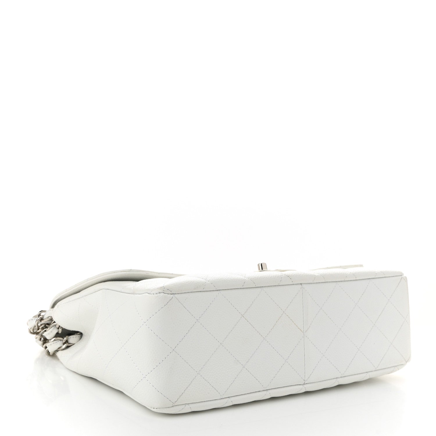 Chanel Caviar Quilted Jumbo Single Flap White 4 of 10