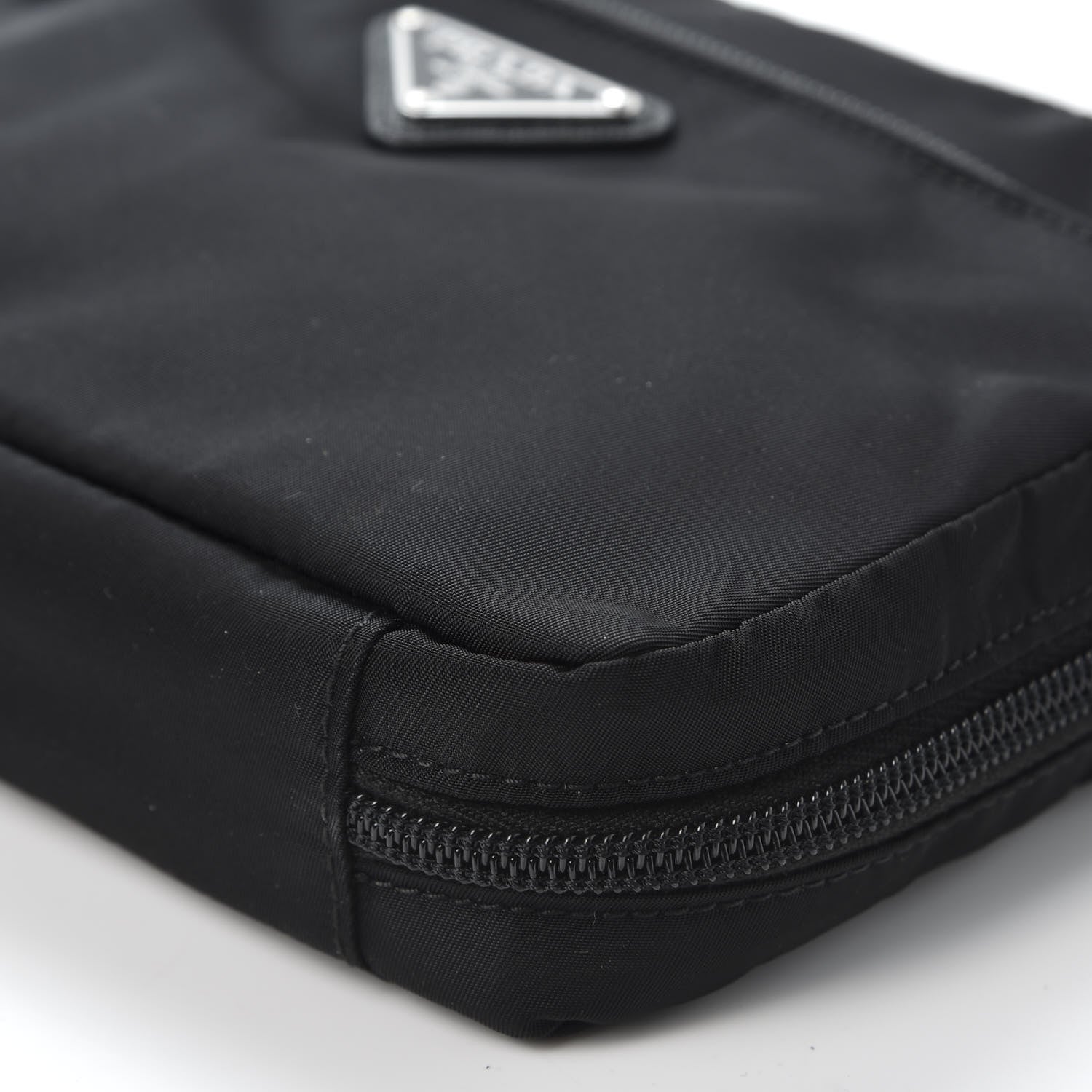 Prada Tessuto Nylon Saffiano Maniglia Pouch Black 6 of 7
