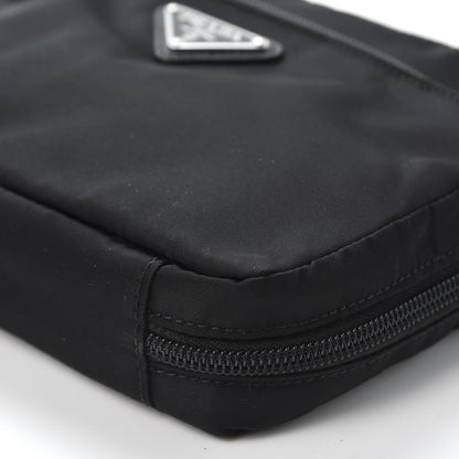 Prada Tessuto Nylon Saffiano Maniglia Pouch Black 6 of 7