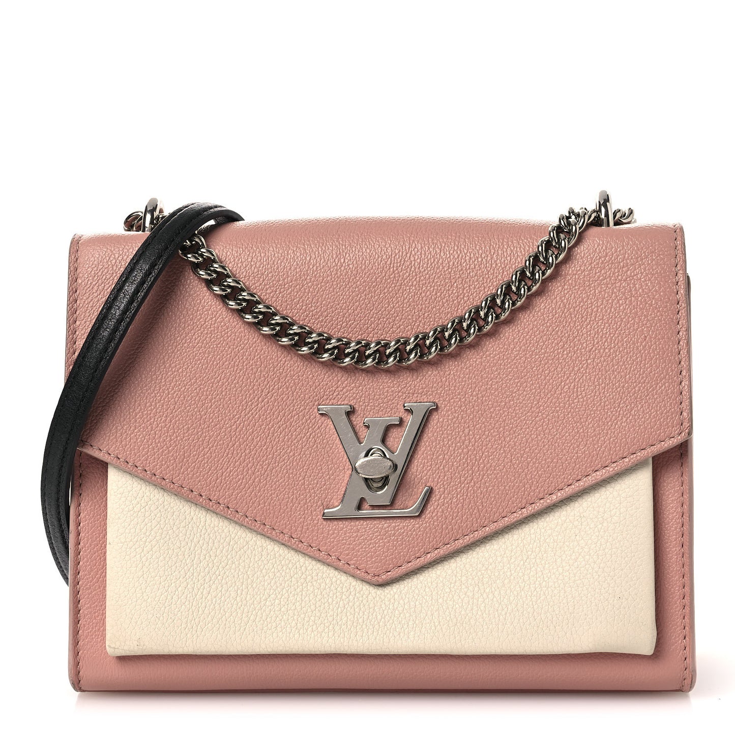 Soft Calfskin My Lockme Chain Bag BB Rose Boudoir Creme