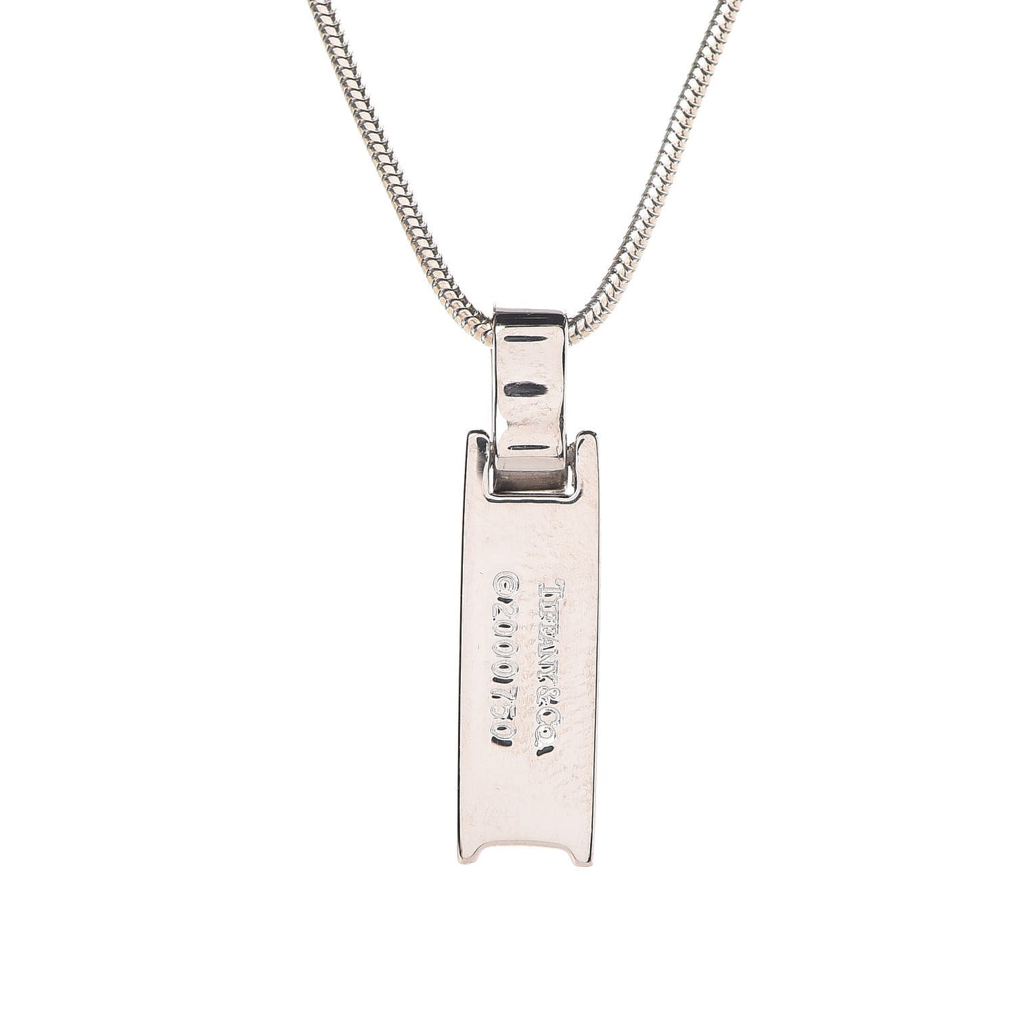 18K White Gold Diamond Atlas Bar Drop Pendant Necklace