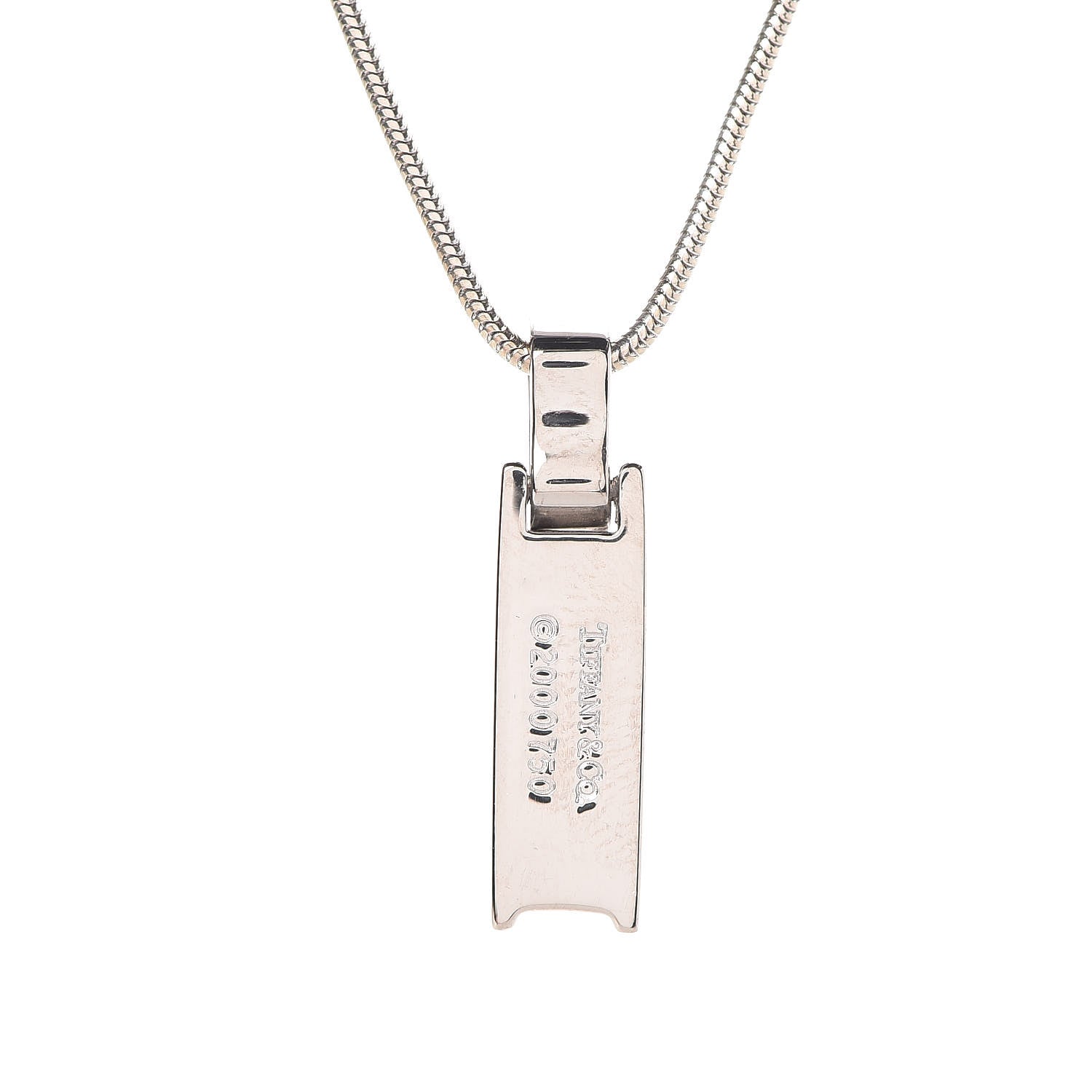 Tiffany 18K White Gold Diamond Atlas Bar Drop Pendant Necklace 5 of 8