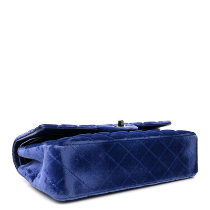Chanel Velvet Quilted Medium Double Flap Navy Blue 4 of 10