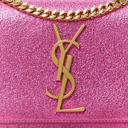 Saint Laurent Metallic Calfskin Small Classic Monogram Kate Satchel Fuchsia 8 of 10