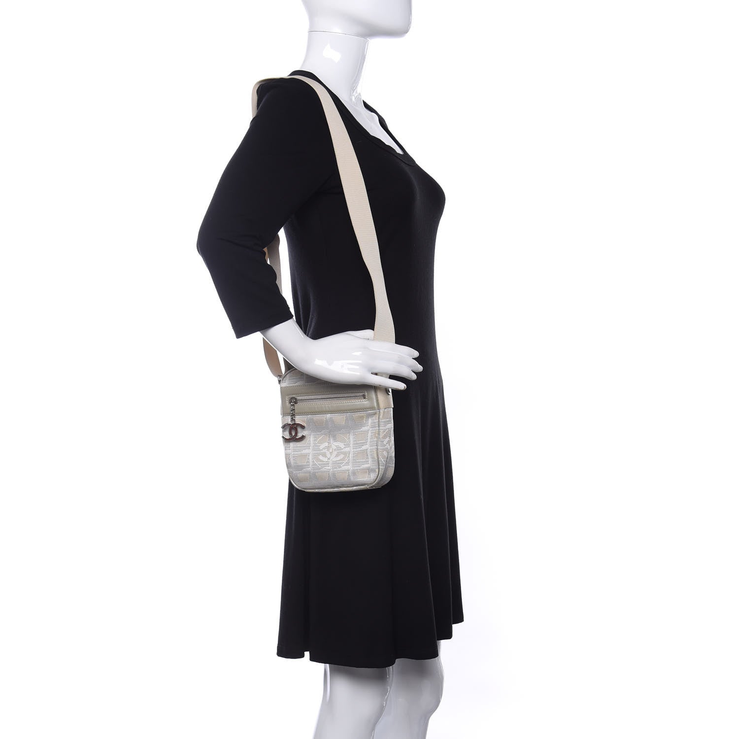 Chanel Nylon Travel Crossbody Bag Light Gold 2 of 9