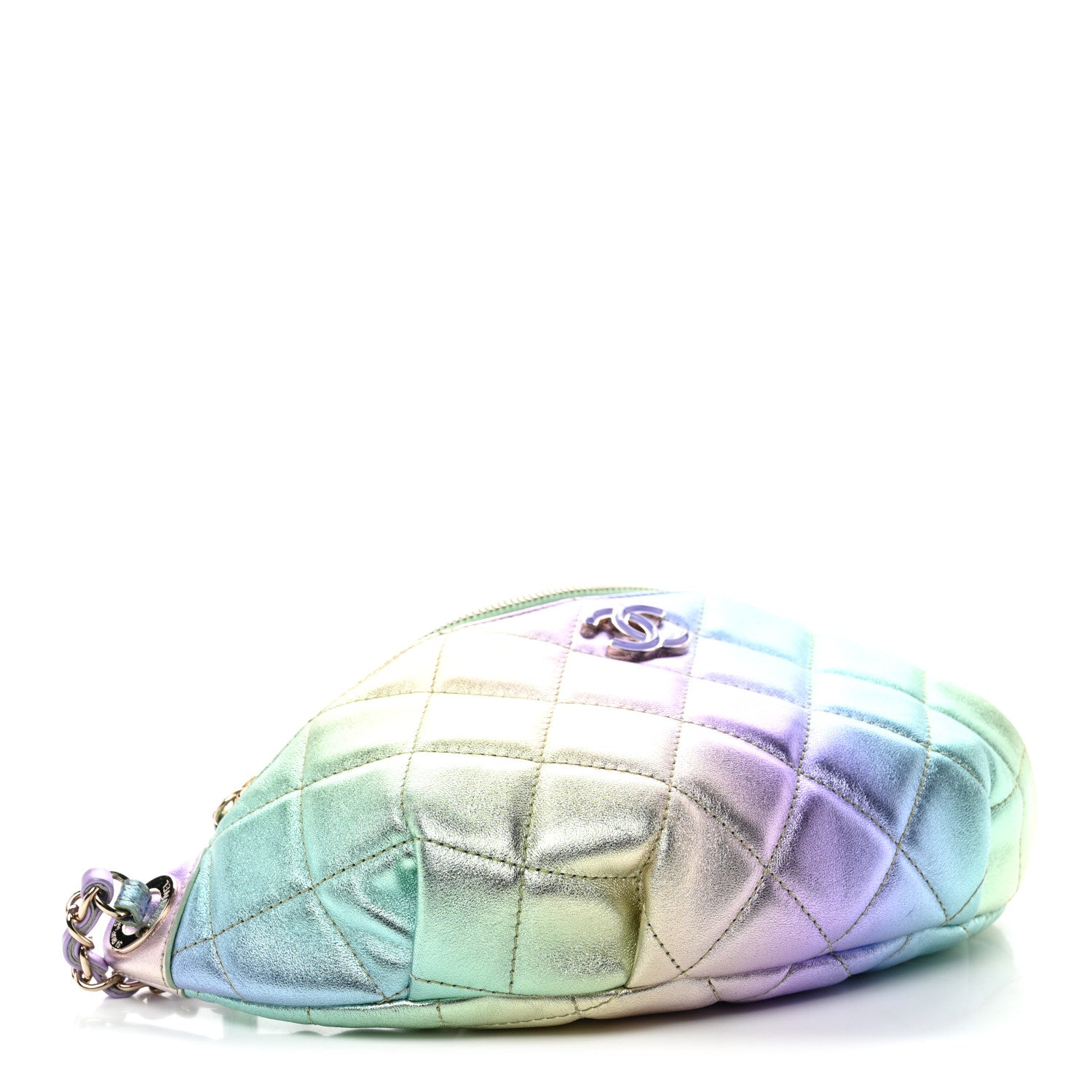 Chanel Gradient Metallic Lambskin Quilted Walking Mood Waist Bag Fanny Pack Pink Purple Green 4 of 12