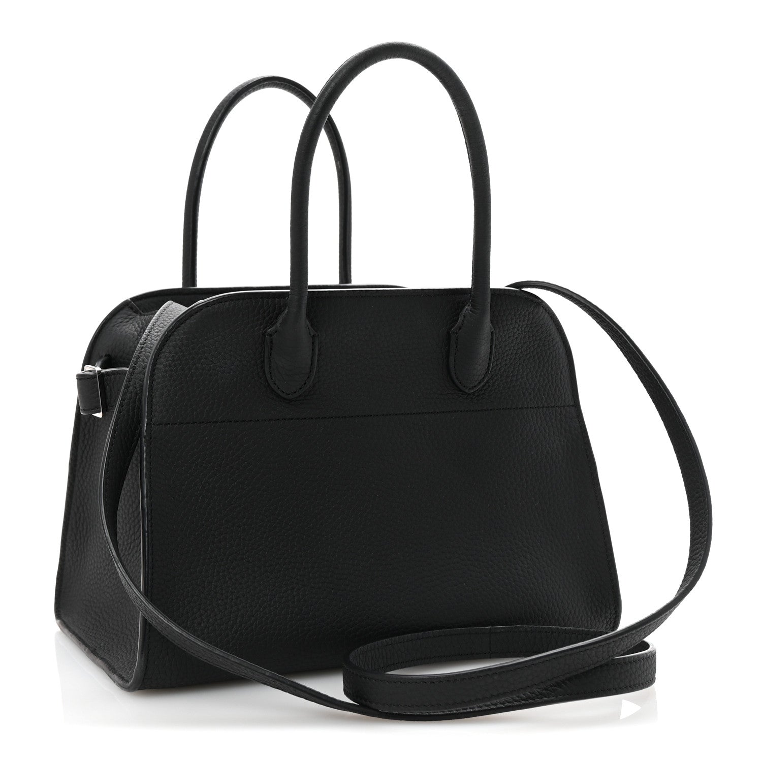 The Row Matte Grained Calfskin Soft Margaux 10 Bag Black 3 of 9