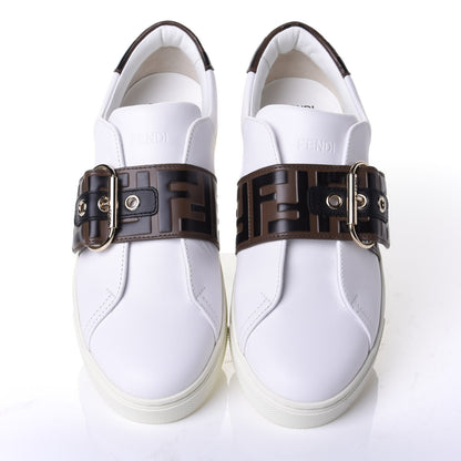 Fendi Vitello FF Embossed Womens Slip On Sneakers 38 Ultra White Maya Black 5 of 11