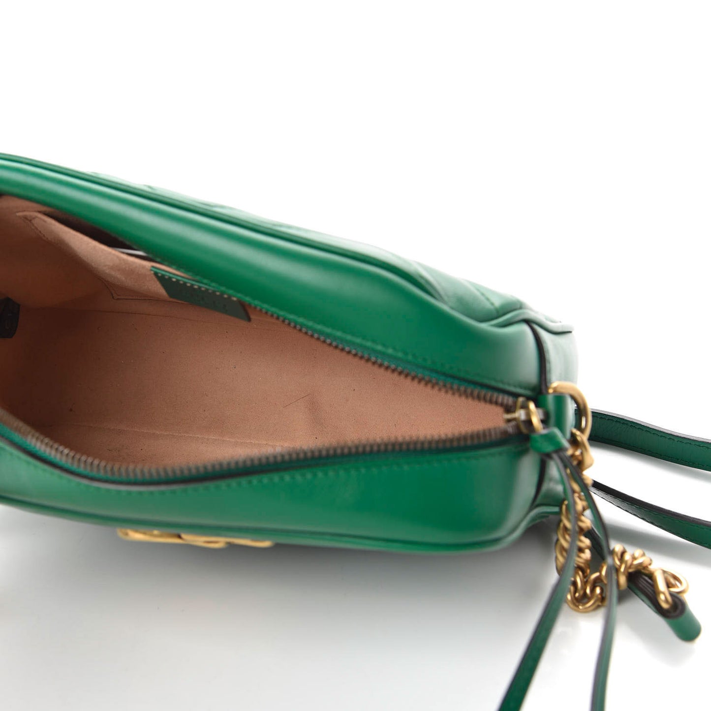 Calfskin Matelasse Small GG Marmont Chain Shoulder Bag Emerald Green