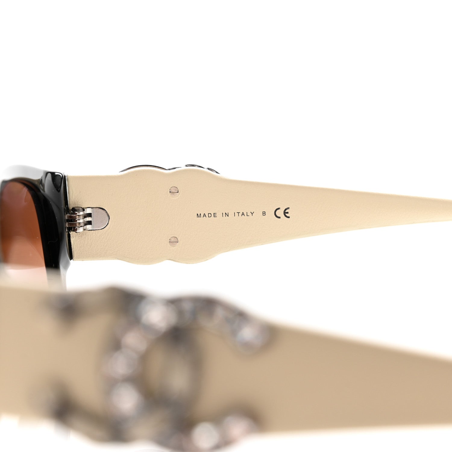 Chanel Acetate Lambskin Crystal Baguette Chain CC Sunglasses 5454-Q-B Black Beige 6 of 9