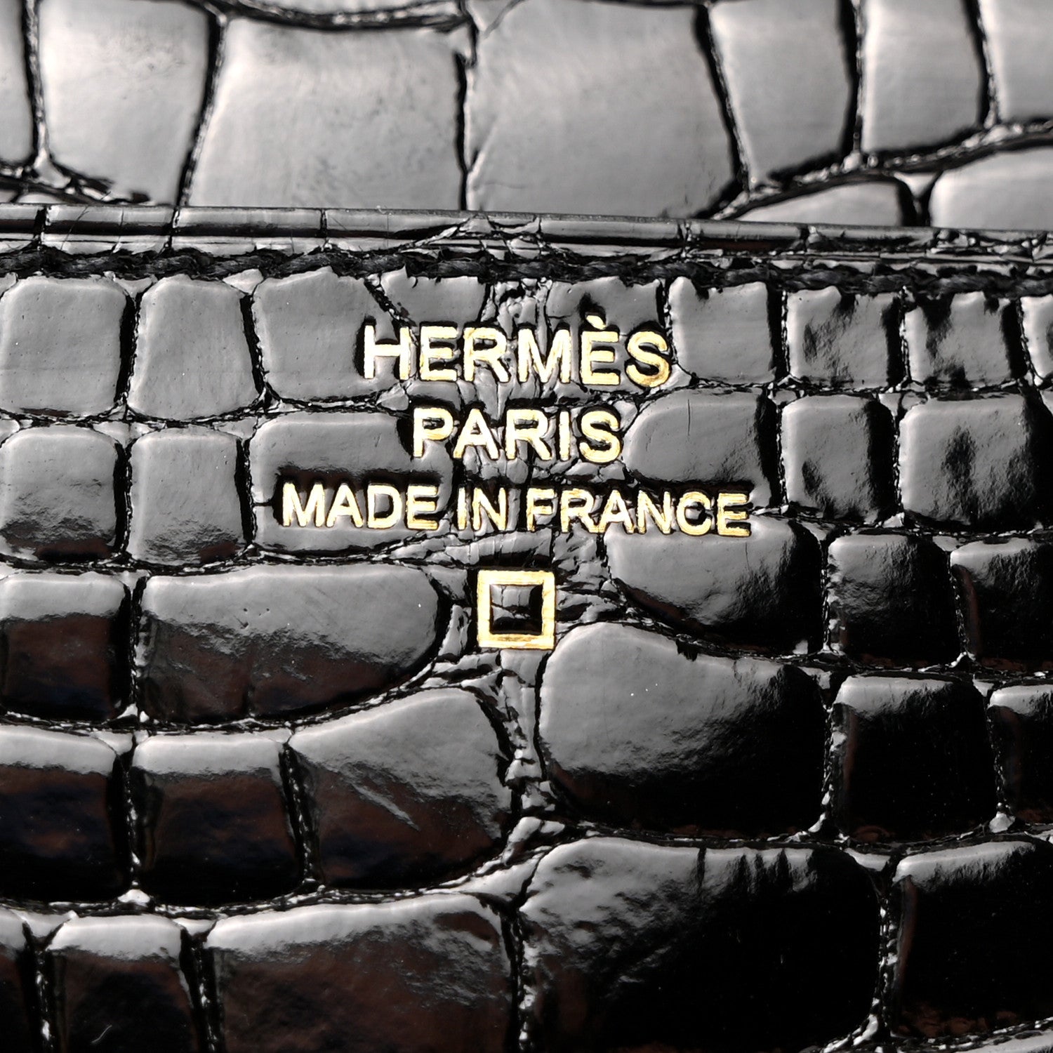 Hermes Shiny Alligator Monochrome Constance Long Wallet Black 6 of 8