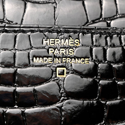 Hermes Shiny Alligator Monochrome Constance Long Wallet Black 6 of 8