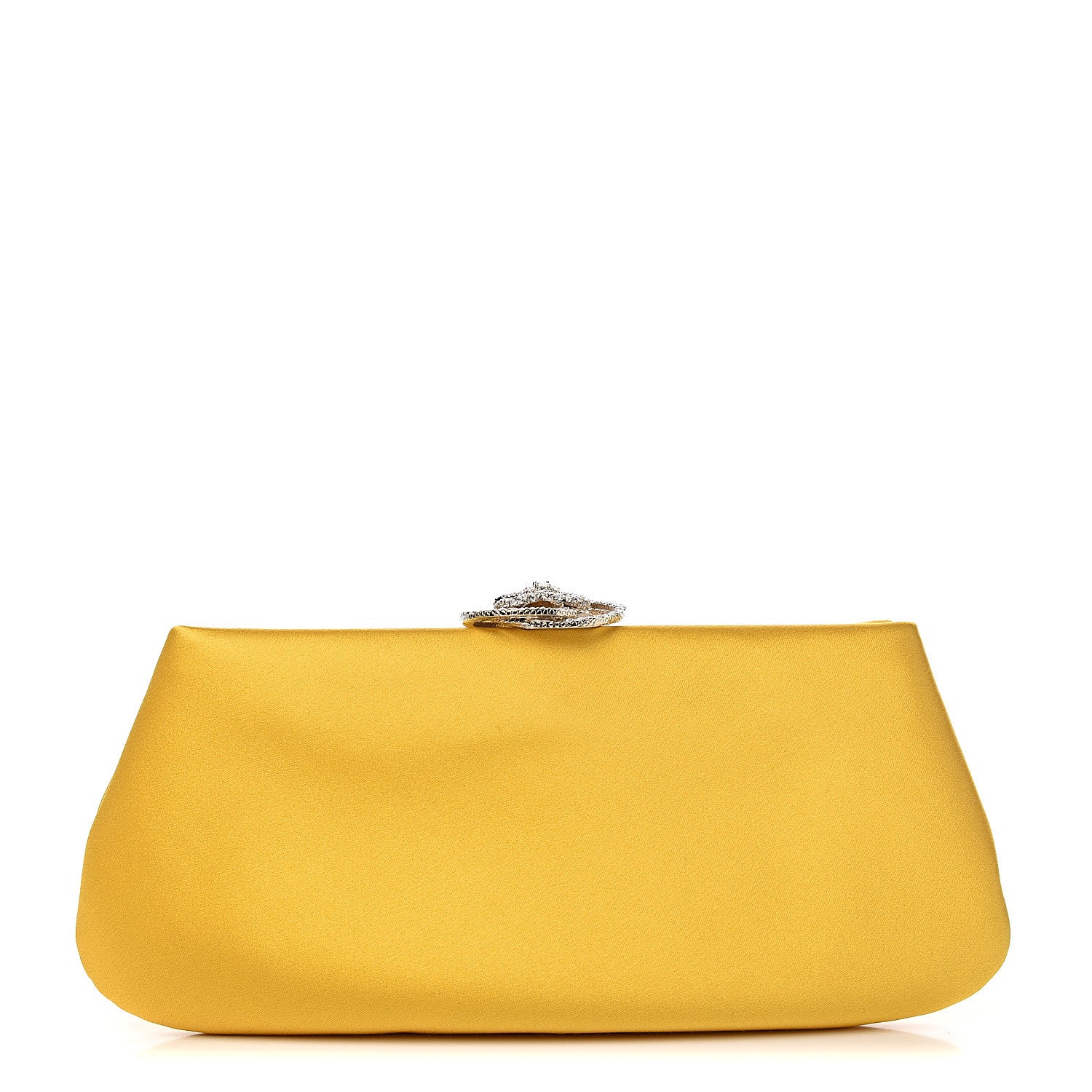 Chanel Satin Crystal Camellia Evening Frame Clutch Yellow 1 of 7