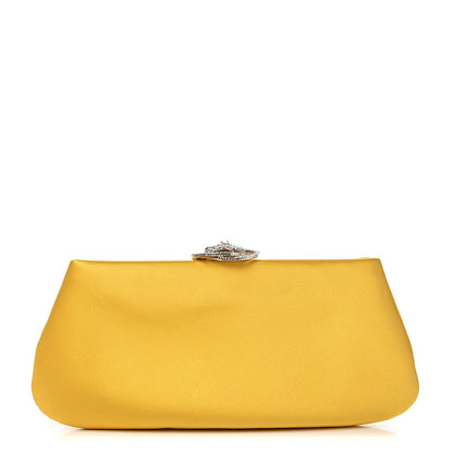 Chanel Satin Crystal Camellia Evening Frame Clutch Yellow 1 of 7