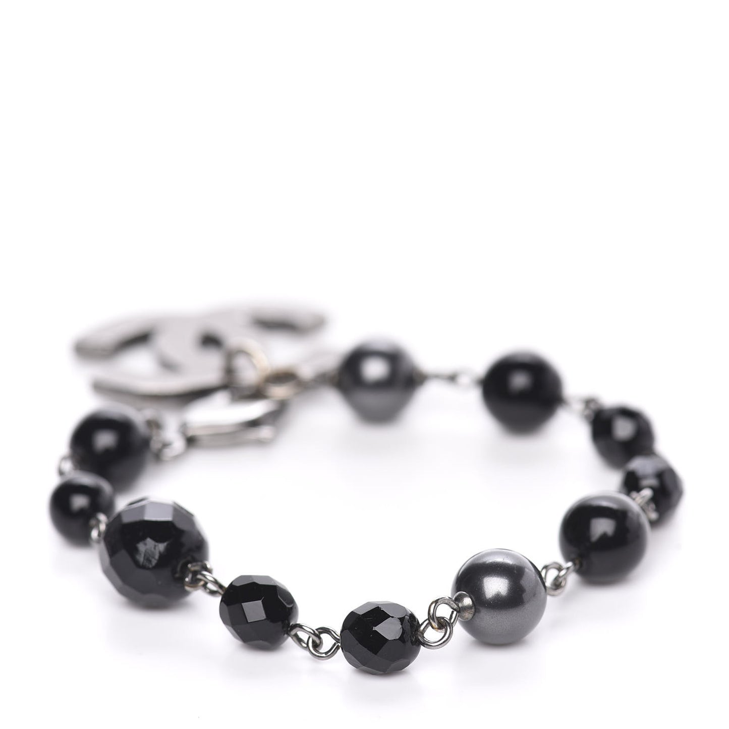 Ruthenium Bead CC Bracelet Black