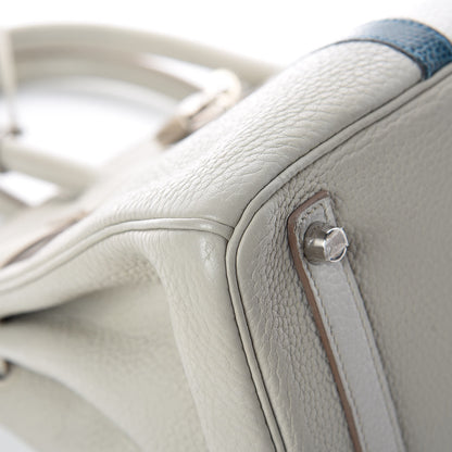 Hermes Taurillon Clemence Lizard Club Birkin 30 Gris Perle White Mykonos 38 of 38