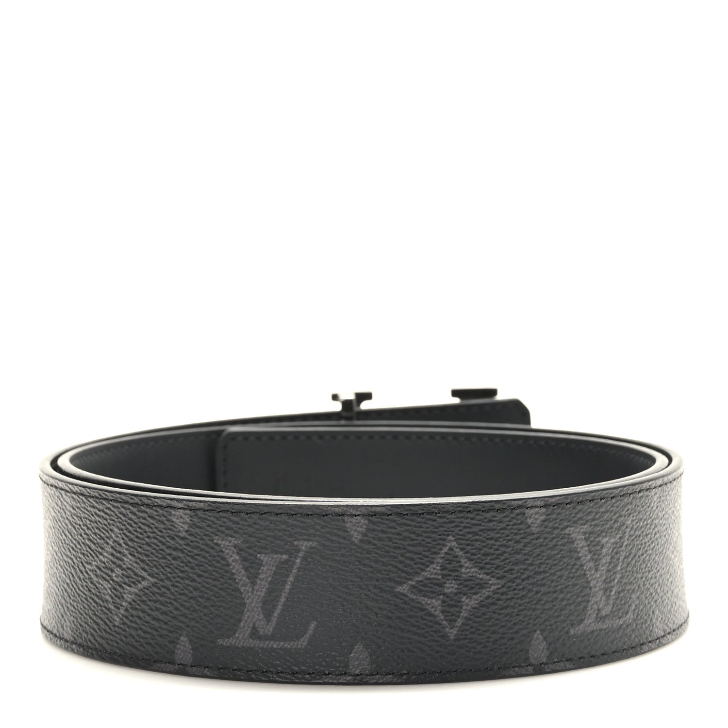 Louis Vuitton Monogram Eclipse Taigarama 40mm LV Initiales Reversible Belt 85 34 Black 2 of 5