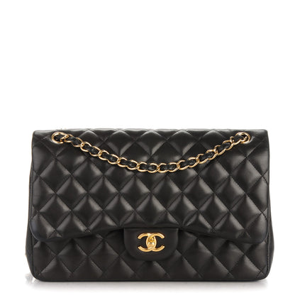Chanel Lambskin Quilted Jumbo Double Flap Black 1 of 8