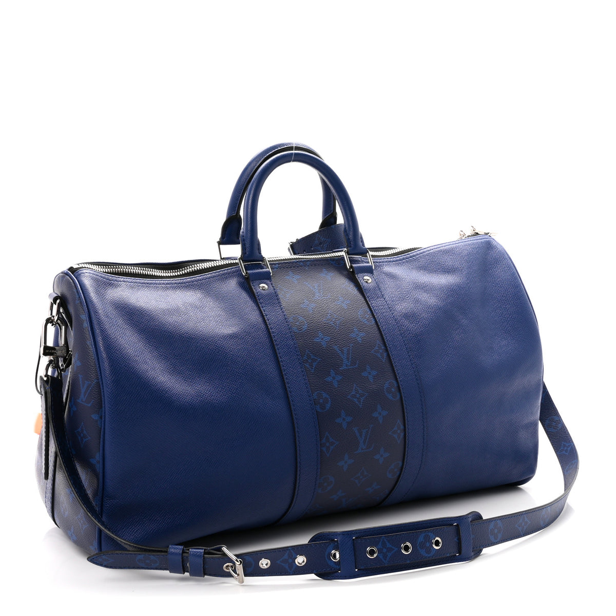 Louis Vuitton Taiga Monogram Eclipse Keepall Bandouliere 50 Pacific Blue 2 of 9