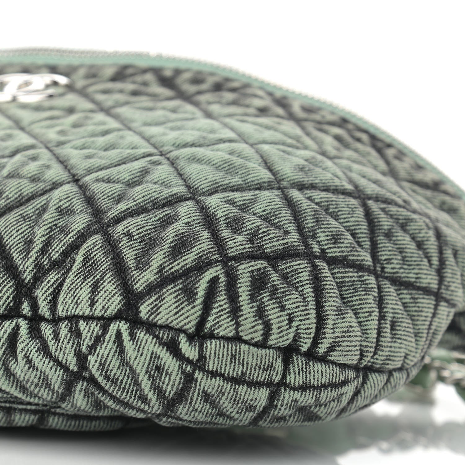 Chanel Denim Quilted Denimpression Waist Bag Green Black 10 of 11