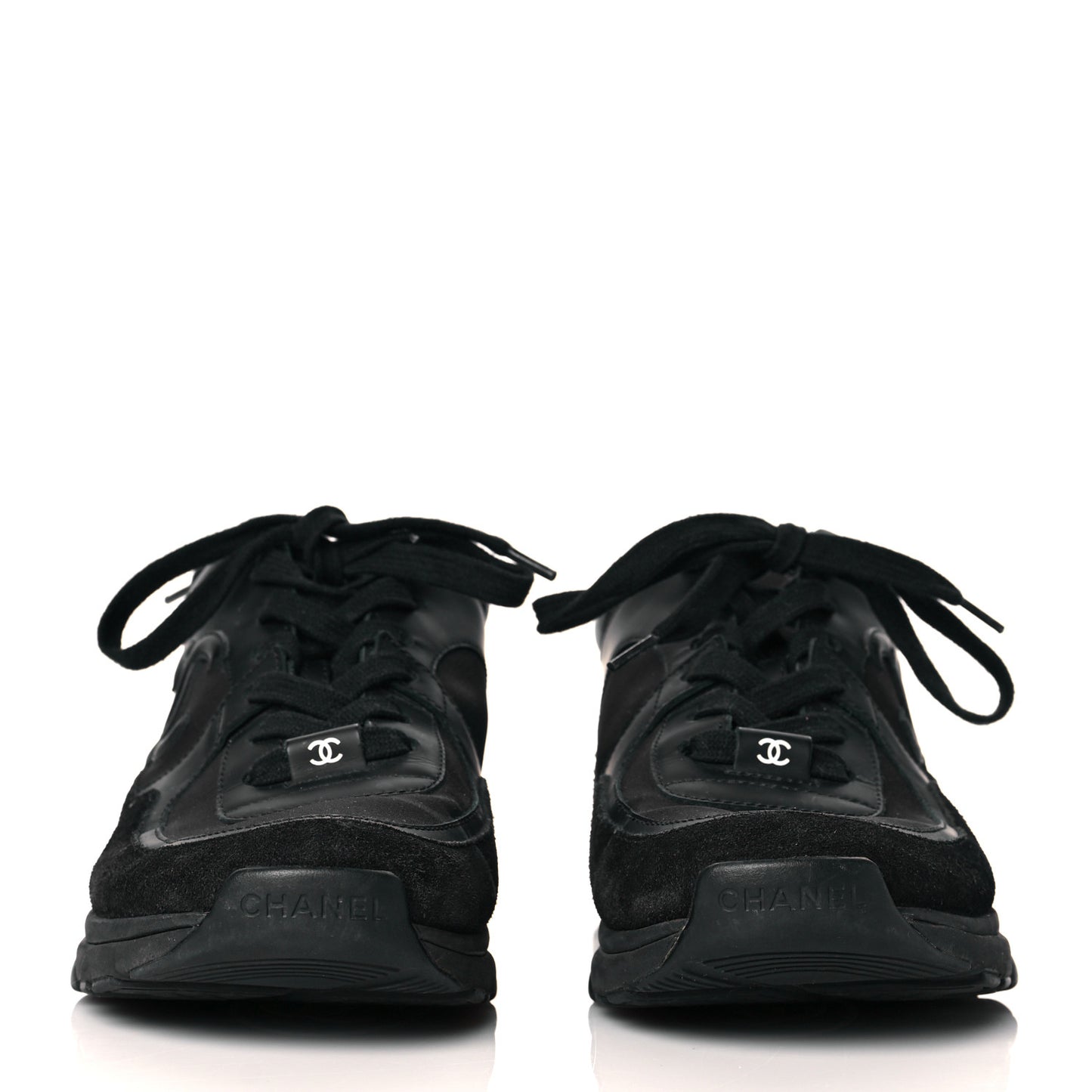 Fabric Calfskin Suede CC Sneakers 38 Black