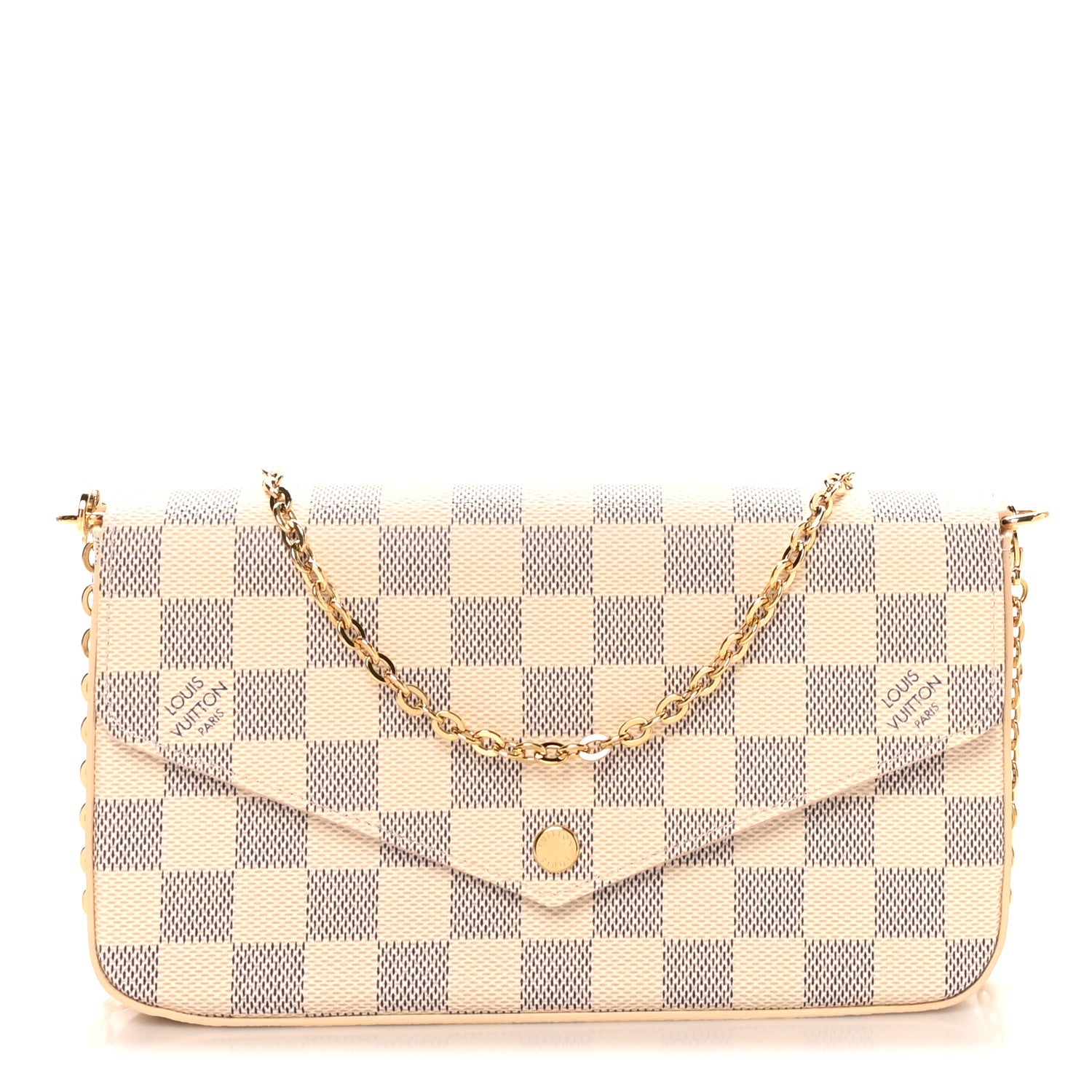Louis Vuitton Damier Azur Pochette Felicie Chain Wallet Rose Ballerine 1 of 9