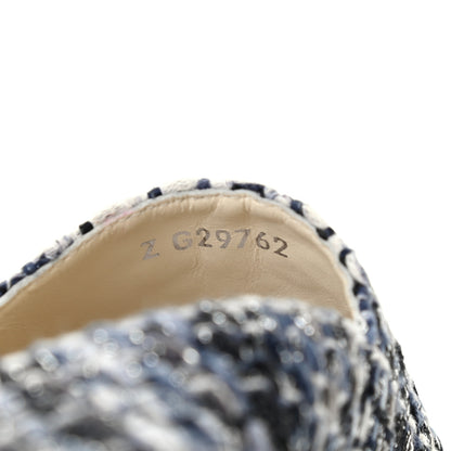 Chanel Metallic Tweed Lambskin CC Espadrilles 38 Blue Black Silver 7 of 7