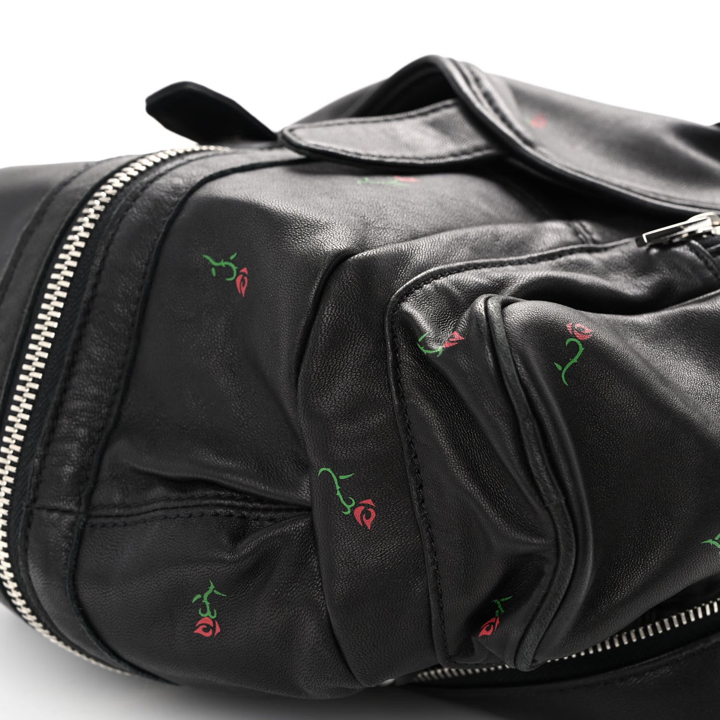 Lambskin Rose Studded Mini Marti Convertible Backpack Black Rhodium Hardware