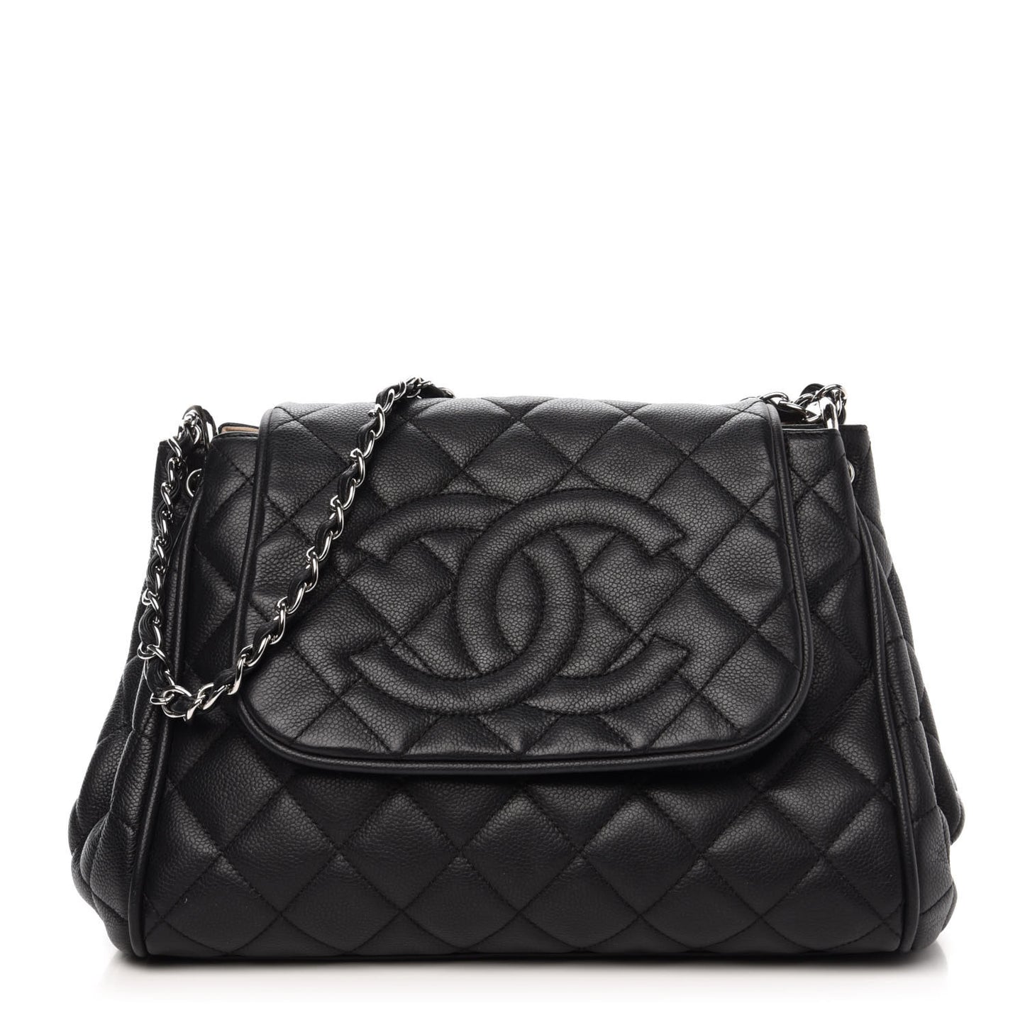Caviar Quilted Timeless Accordion Flap Black