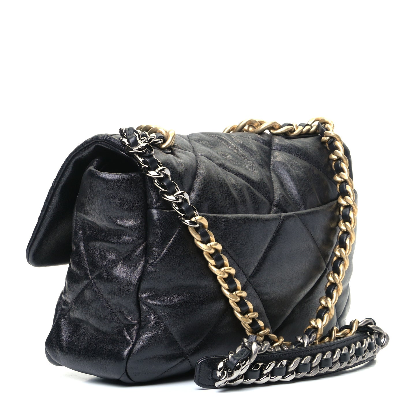 Lambskin Quilted Large Chanel 19 Flap Black