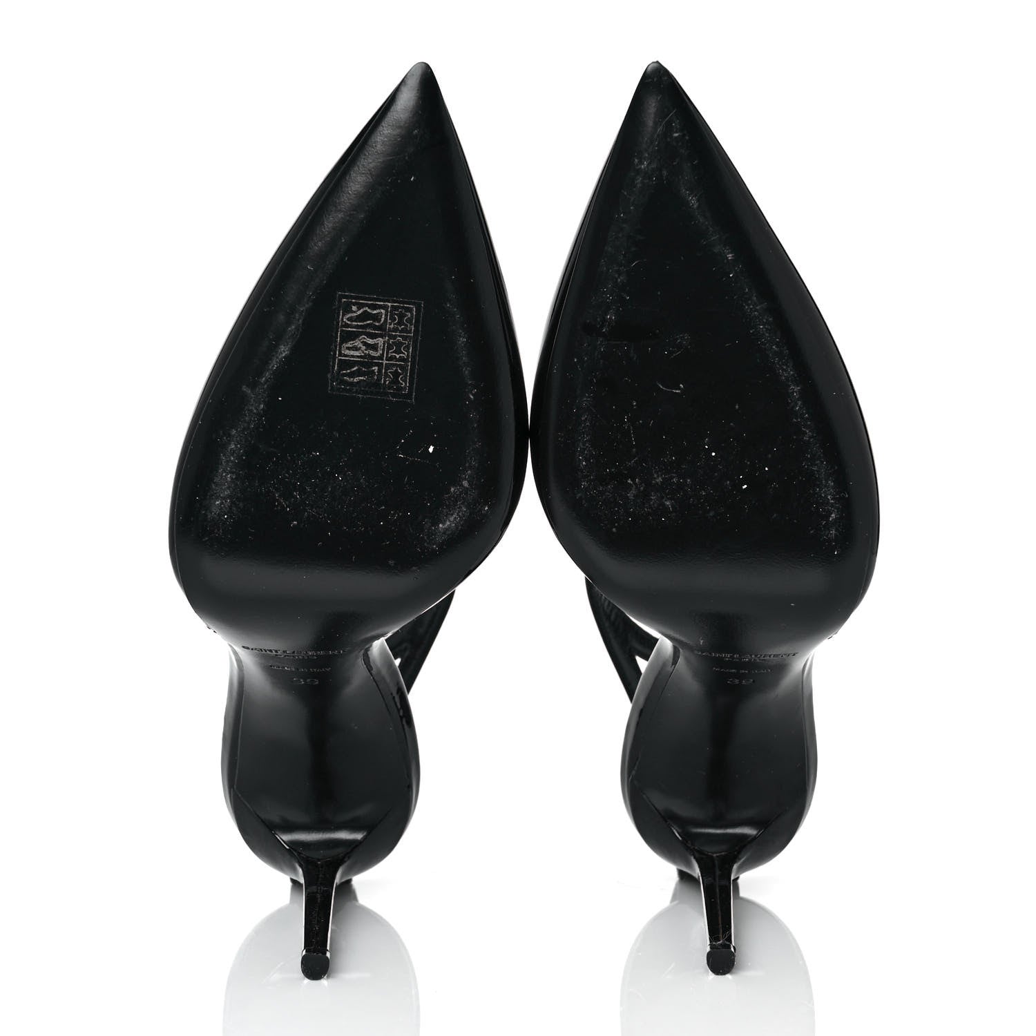 Saint Laurent Patent Calfskin Zoe 105 Ankle Strap Pumps 39 Black 5 of 8
