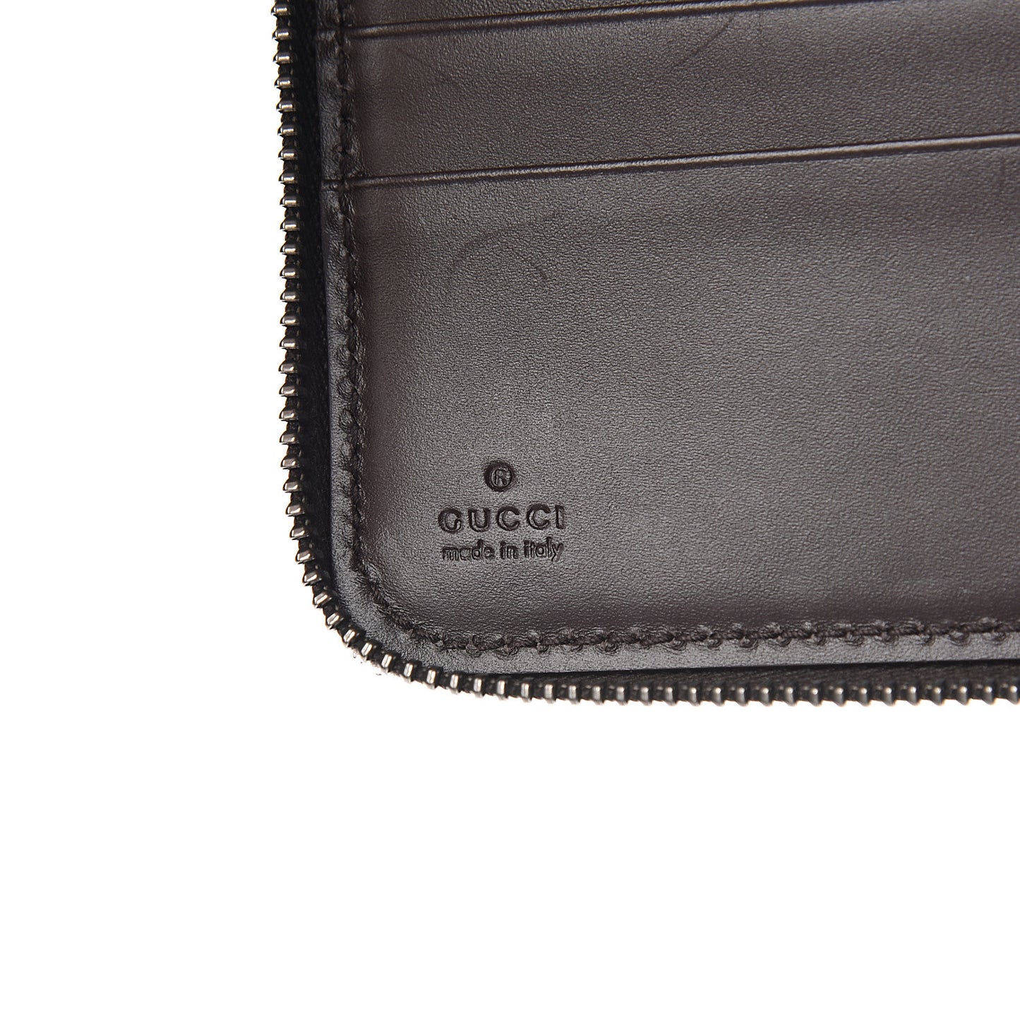 Guccissima Signature Zip Around Organizer Wallet Chocolate