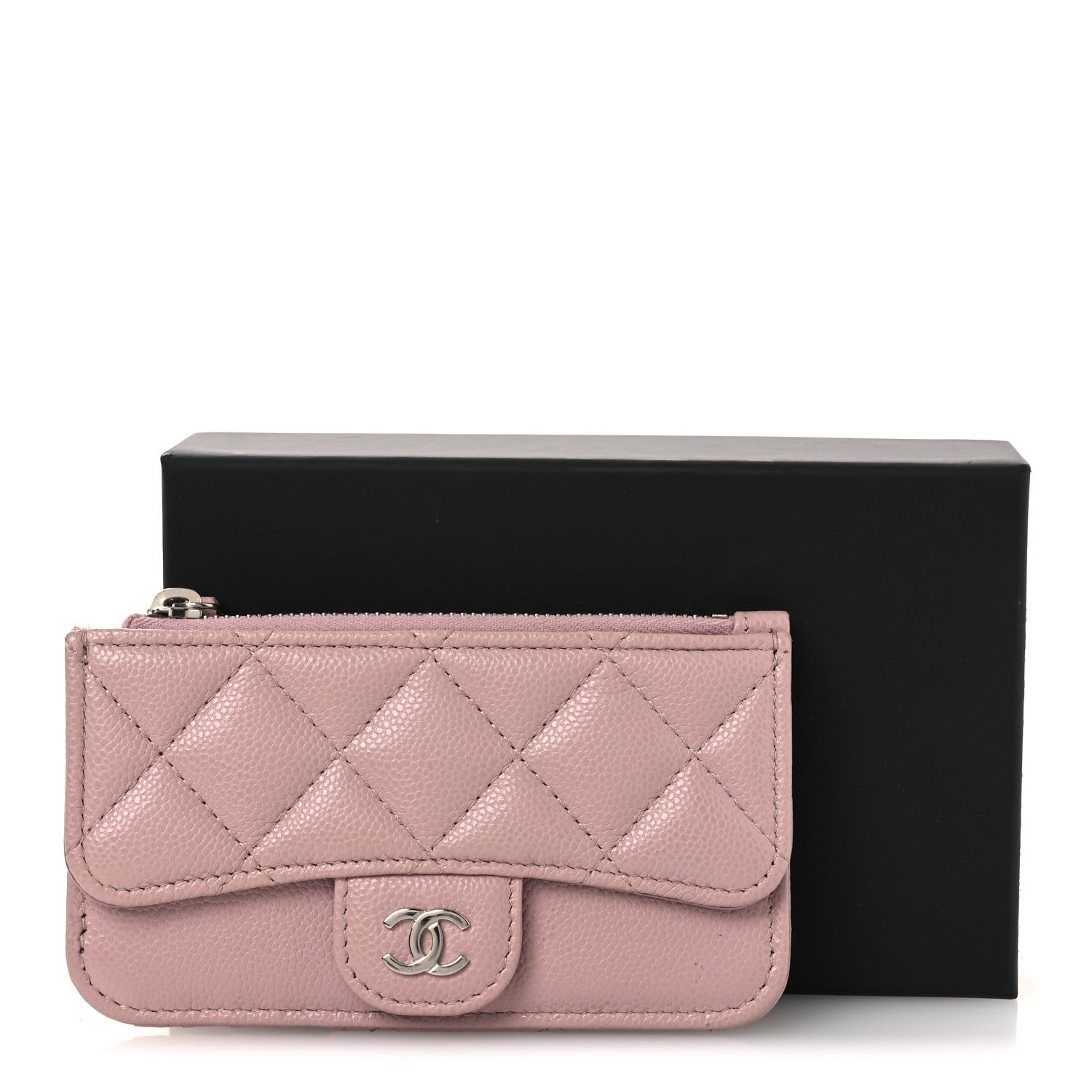 Chanel Caviar Quilted Flap Zip Card Holder Light Pink 10 of 10