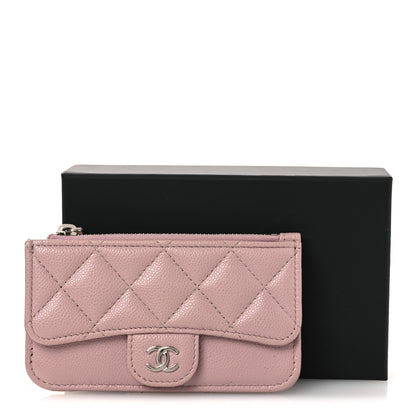 Chanel Caviar Quilted Flap Zip Card Holder Light Pink 10 of 10