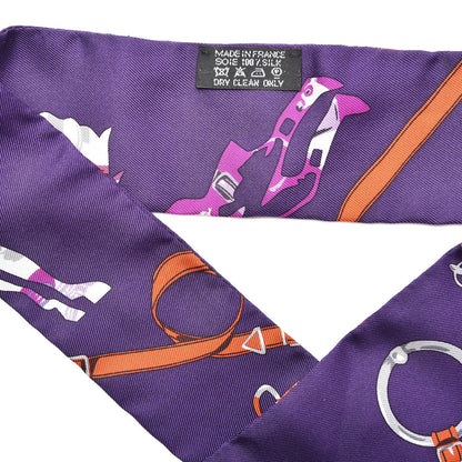 Hermes Silk Tout en Carre Twilly Violet Parme Potiron 3 of 5