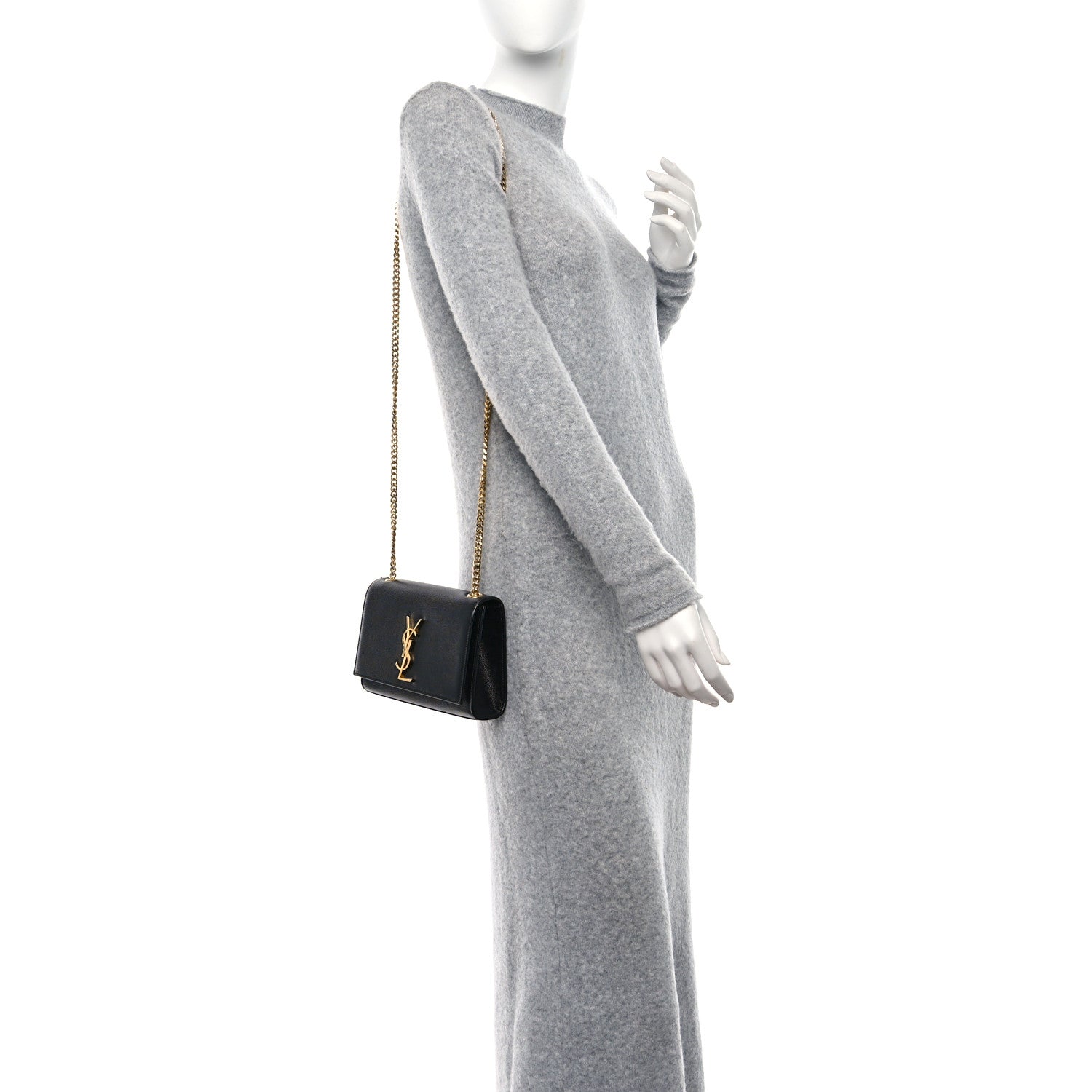 Saint Laurent Grain De Poudre Small Monogram Kate Satchel Black 2 of 9