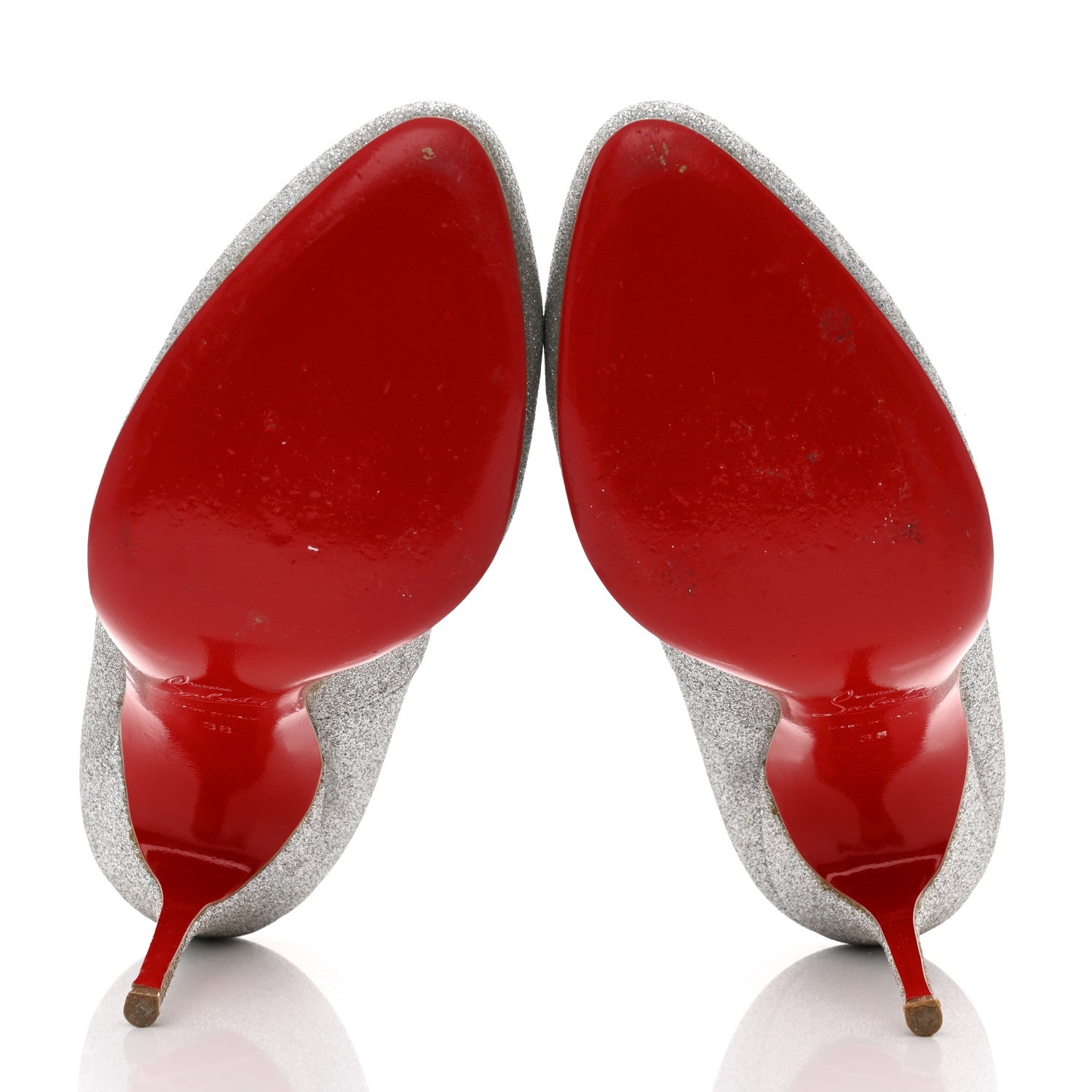 Christian Louboutin Glitter Elisa 100 Pumps 38 Silver 5 of 8