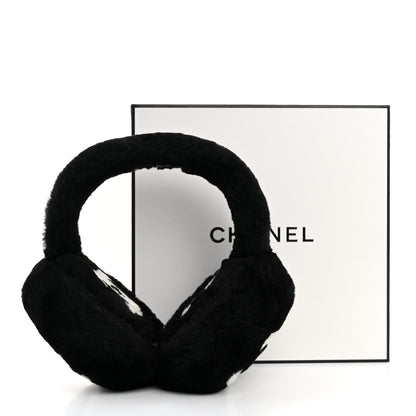 Chanel Shearling CC Ear Muffs Black White 6 of 6