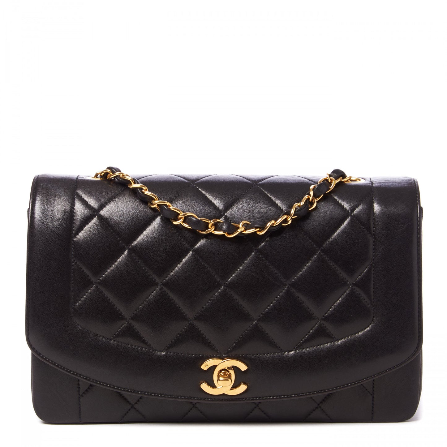 Lambskin Quilted Medium Single Flap Black
