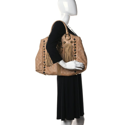 Gucci Guccissima Suede Fringe Large Babouska Tote Brown 2 of 13