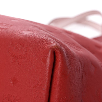 MCM Calfskin Ottomar Monogram Medium Klara Top Zip Tote Red 8 of 12