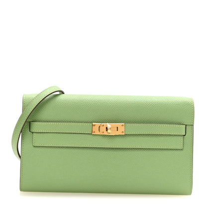 Hermes Epsom Verso Kelly Wallet To Go  Vert Criquet Bleu Brume 1 of 11