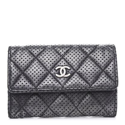 Chanel Lambskin Perforated Quilted Card Holder Grey 1 of 11