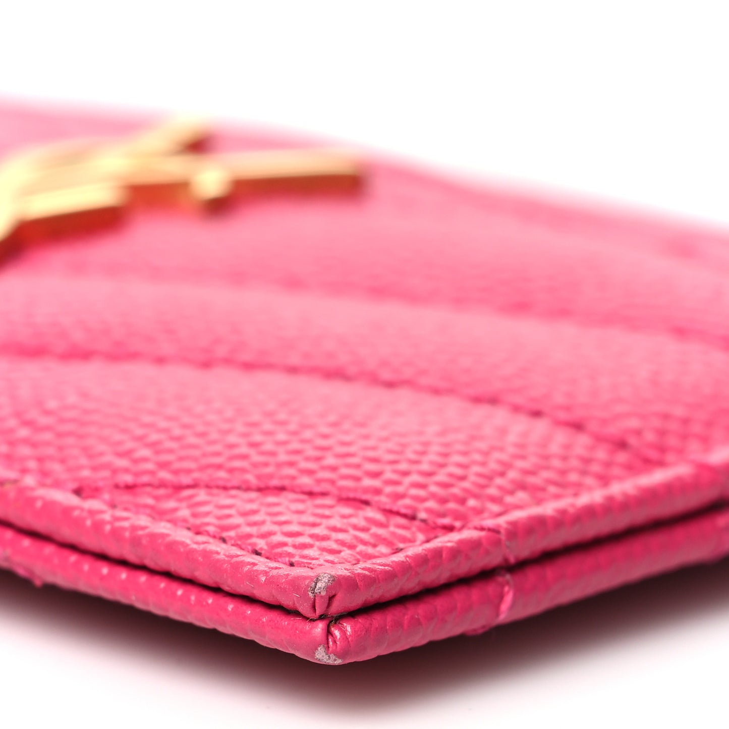 Grain De Poudre Matelasse Chevron Monogram Credit Card Case Fresh Fuxia