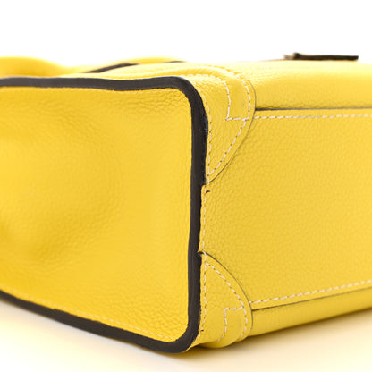 Celine Drummed Calfskin Nano Luggage Citron 9 of 12